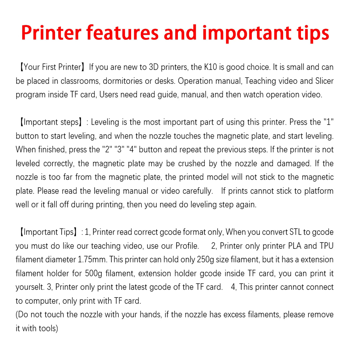 EasyThreed Beginner 3D Printer (1.75mm PLA/TPU)